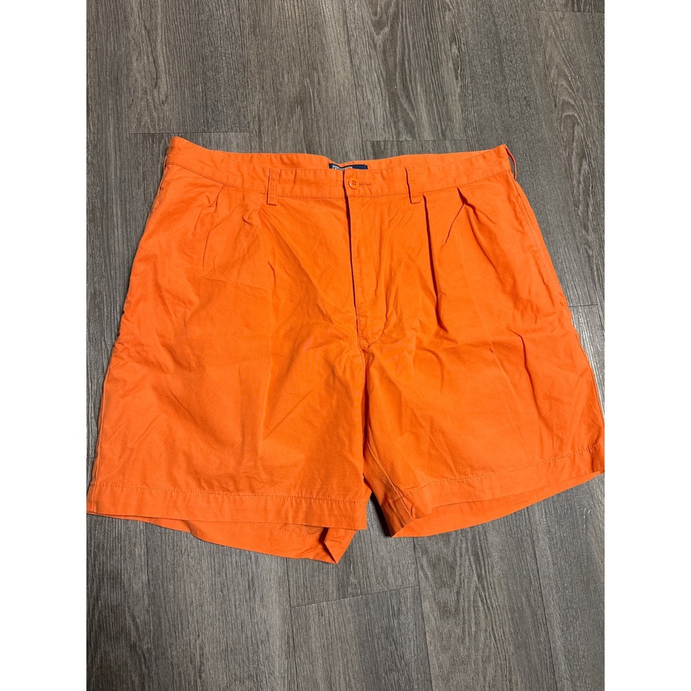 Polo Ralph Lauren Mens Orange Pleated Cotton Chino Shorts Size 38 6 inch Inseam